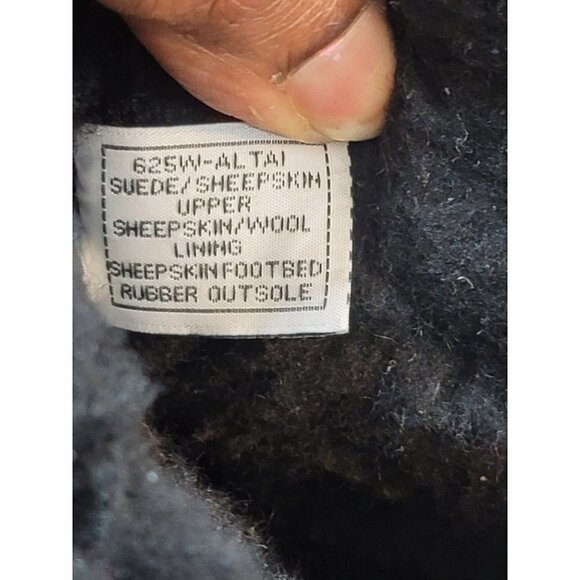 Bearpaw Black Suede/Sheepskin Wool Boots Womens Winter Mid Calf Lace Up SZ 7 - Picture 7 of 8